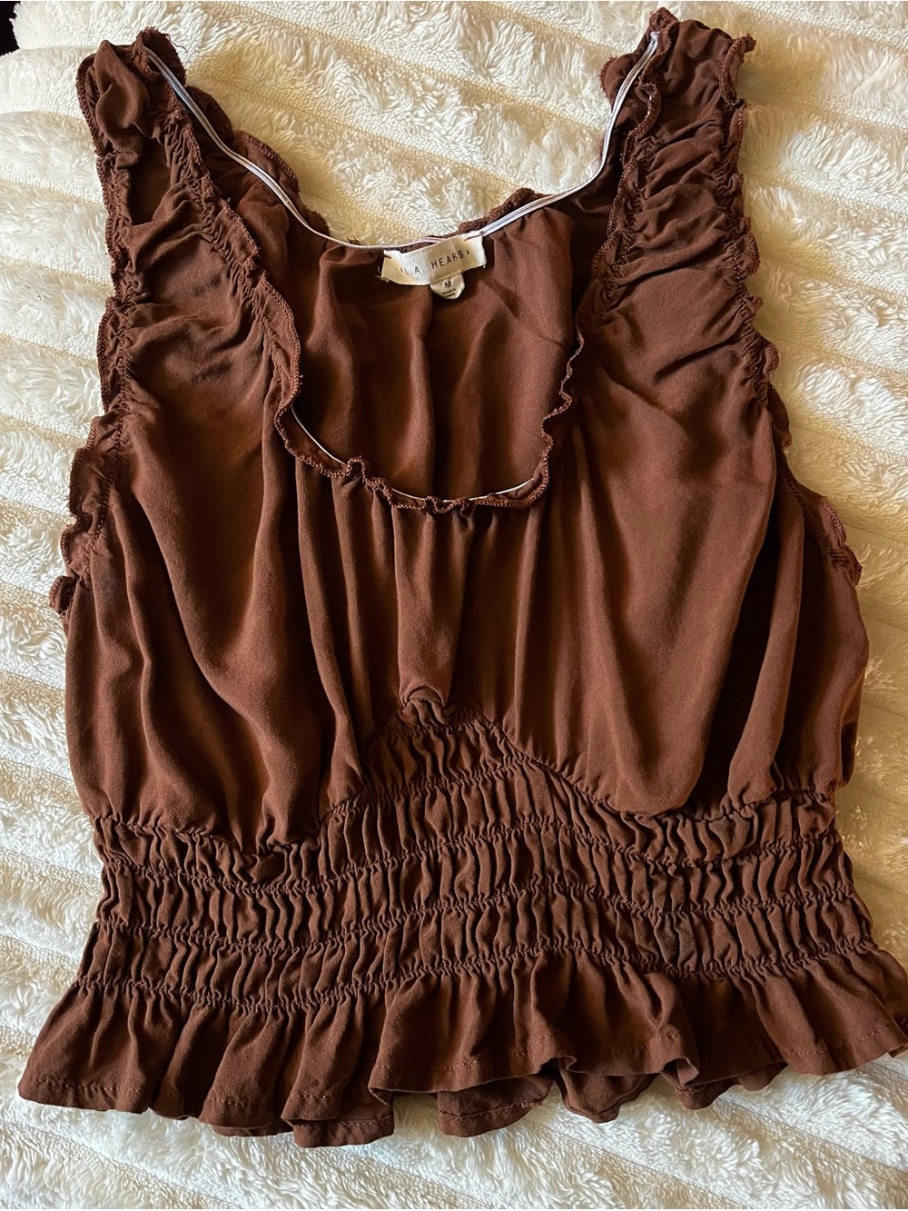 LA Hearts Brown Ruffle Cropped Tank Top Size M